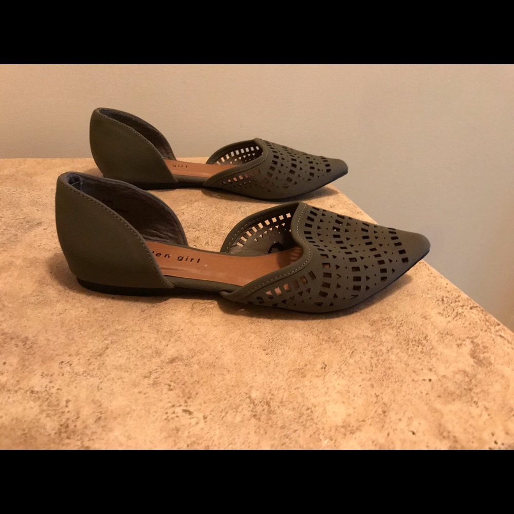 Olive green flats